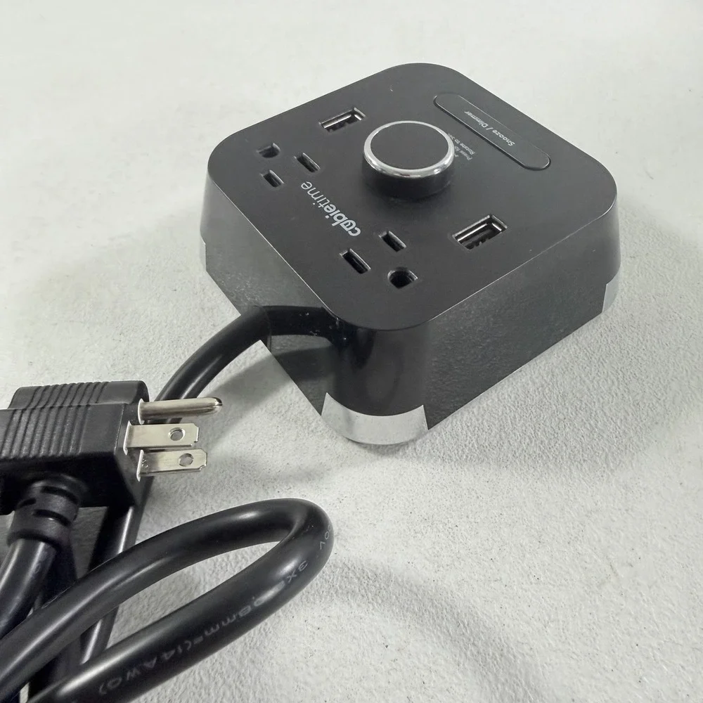 CubieTime BPECT Hotel Alarm Clock With 2 Outlets 2 USB Ports Black Tested